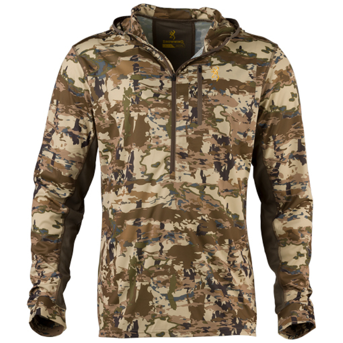 3010823504. Jpg - browning early season hooded - ls shirt 1/4 zip auric x-lrg - 3010823504
