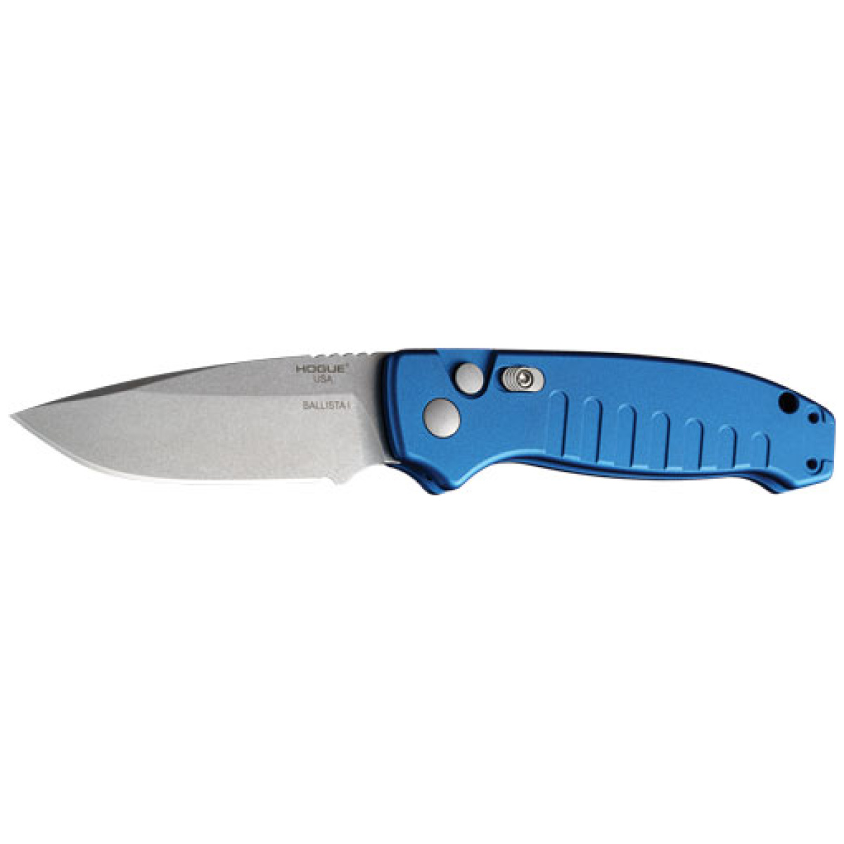 64133. Jpg - hogue ballista-i button auto - drop point blade tmbld blu 3. 5 - 64133