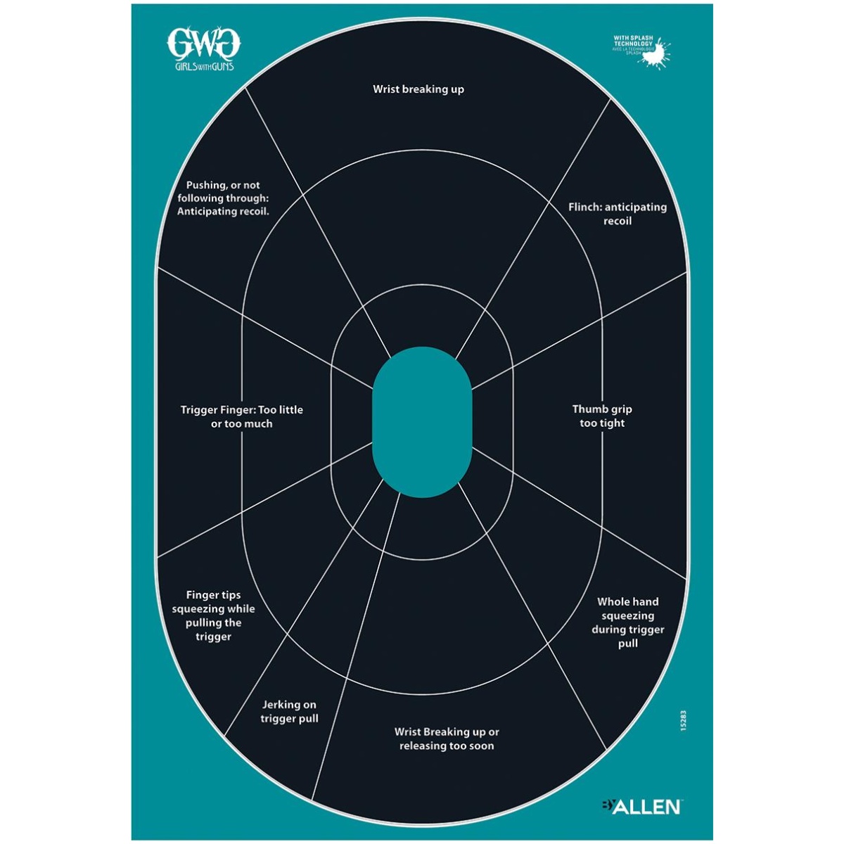 An15283. Jpg - allen girls with guns splash adhesive oval silhoutte target 12x18 - 5/ct - an15283