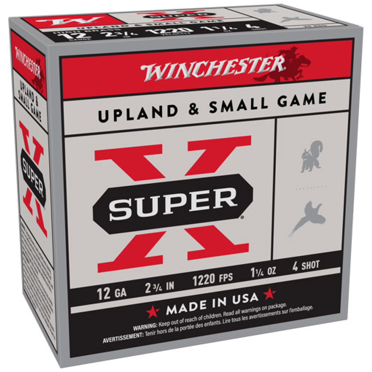 Ax12p4_3. Jpg - winchester super-x 12ga 2. 75" - 1-1/4oz #4 1220fps 25rd 10bx/c - ax12p4 3