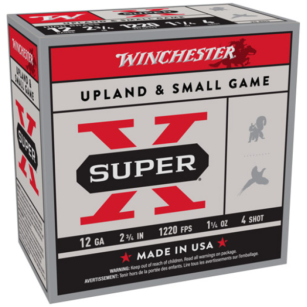 WINCHESTER SUPER-X 12GA 2.75" - 1-1/4OZ #4 1220FPS 25RD 10BX/C