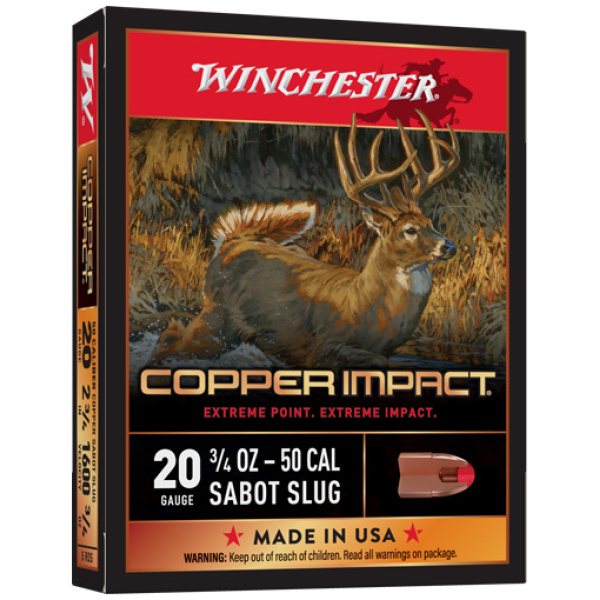 WINCHESTER COPPER IMPACT 20GA - 2.75" 3/4OZ SABOT 5RD 20BX/CS