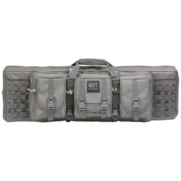 BULLDOG 43" 2 GUN TACTICAL CSE - 3 LARGE ACCESSORY POCKETS GREY