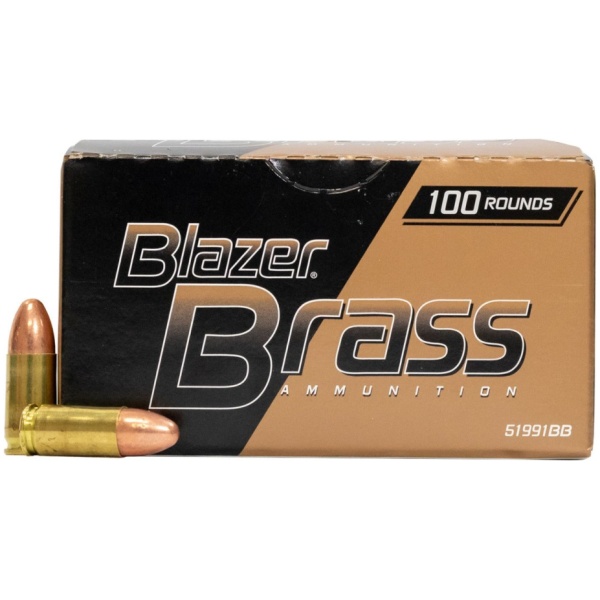 CCI Blazer Brass Handgun Ammunition 9mm Luger 115 gr FMJ 1145 fps 100/ct