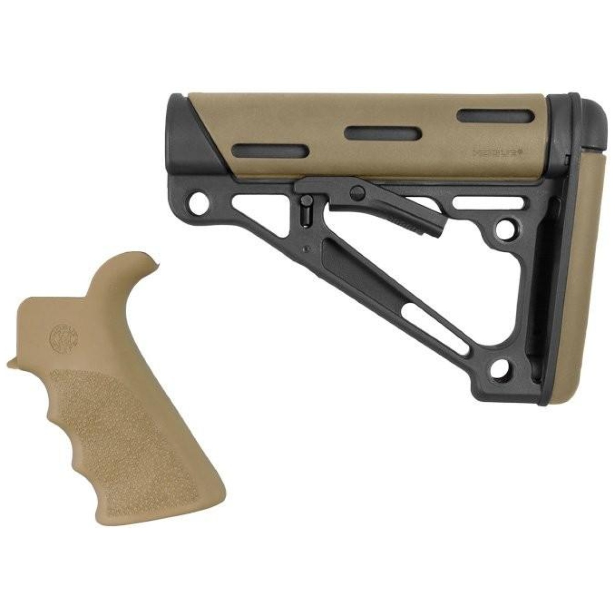 Ha15355. Jpg - hogue ar-15/m-16 2-piece kit flat dark earth grip and collapsible buttstock - fits commercial buffer tube - ha15355