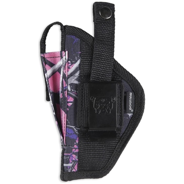 Bulldog Extreme Handgun Holster with Belt Loop and Clip for Sub Compact Autos with 2-3" Barrels  Muddy Girl Pink Camo Ambi