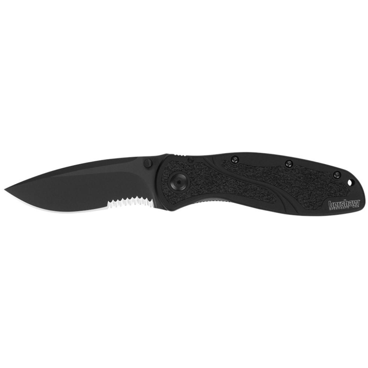 Kw1670blkst_1. Jpg - kershaw blur semi serrated folding knife 3-2/5" drop point blade black - kw1670blkst 1