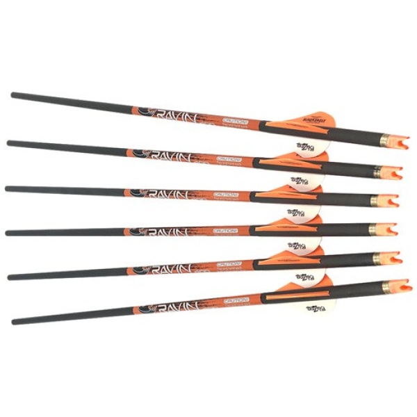 RAVIN XBOW ARROW CARBON W/2" - OFFSET VANES 400GR .003" 6PK