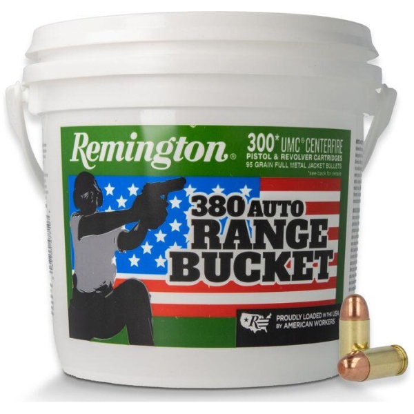 Remington UMC Range Bucket Handgun Ammunition .380 Auto 95 gr FMJ 955 fps 300/ct