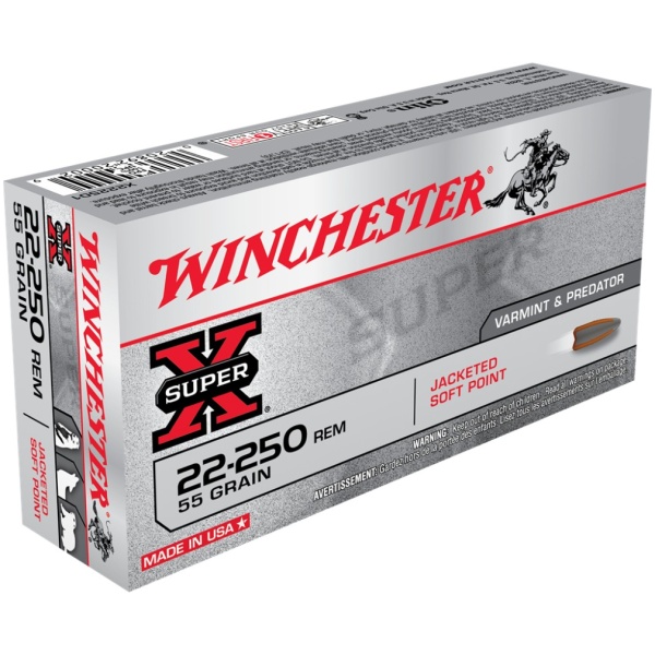 Winchester Super-X Rifle Ammunition .22-250 Rem 55 gr. PSP 3680 fps 20/ct