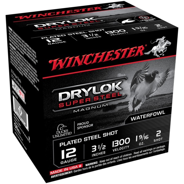 Winchester Super-X Drylok Super Steel Shotshells 12 ga 3-1/2" 1-9/16 oz 1300 fps #2 25/ct