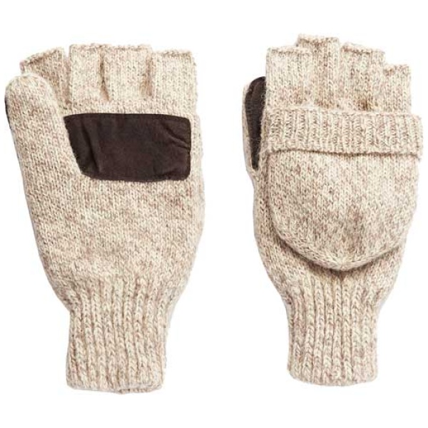 HOT SHOT BASICS RAGG WOOL POP- - TOP MITTEN INSULATED OATMEAL