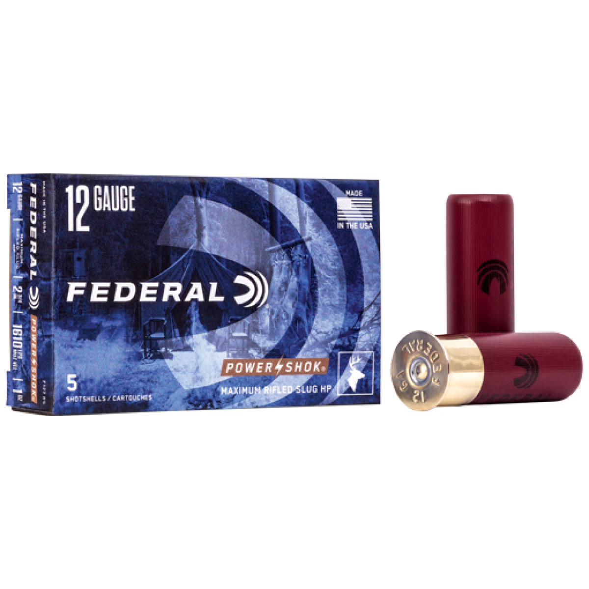 Af127rs. Jpg - federal power shok 12ga 2. 75" - 1oz rifled slug 5rd 50bx/cs - af127rs