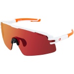 Flash Sunglasses - Matte White/Orange Frame w/Smoke Black Red Revo Lens