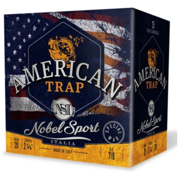 Nobel Sport Target American Trap Shotshells 20ga 2-3/4" 7/8oz 1200fps #9 25/ct