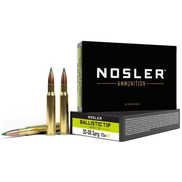 Nosler Ballistic Tip Rifle Ammunition 30-06 Springfield 125gr Ballistic Tip Hunting Ammo (20 ct.)