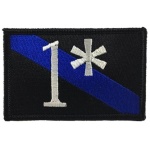 1* Asterisk - Thin Blue Line, 2 x 3 Inches, Sew On