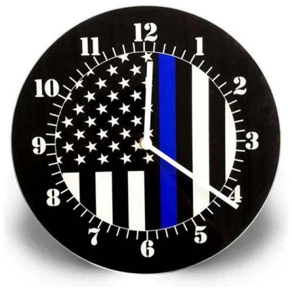 Thin Blue Line American Flag Clock