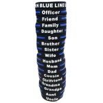 Personalized - Thin Blue Line Silicone Bracelet, Daughter, 8 Inch