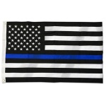Durasleek Thin Blue Line American Flag, Sewn & Embroidered