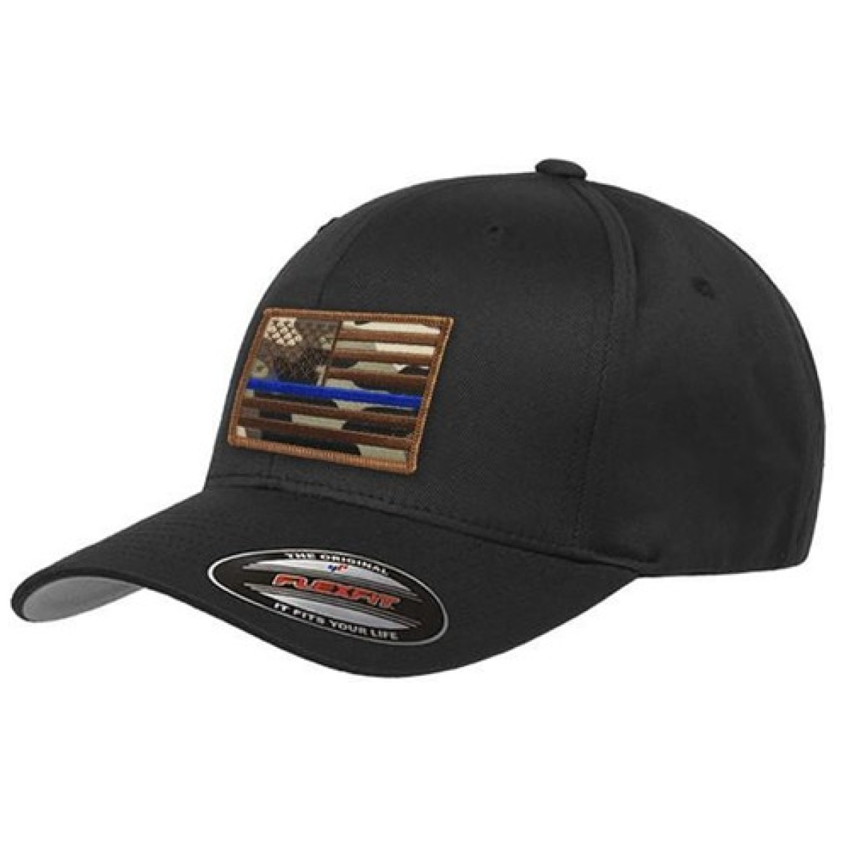 Flexfit hat - camo thin blue line american flag - image 1
