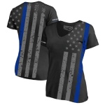 Women's Athletic V-Neck T-Shirt - All-Over, Thin Blue Line