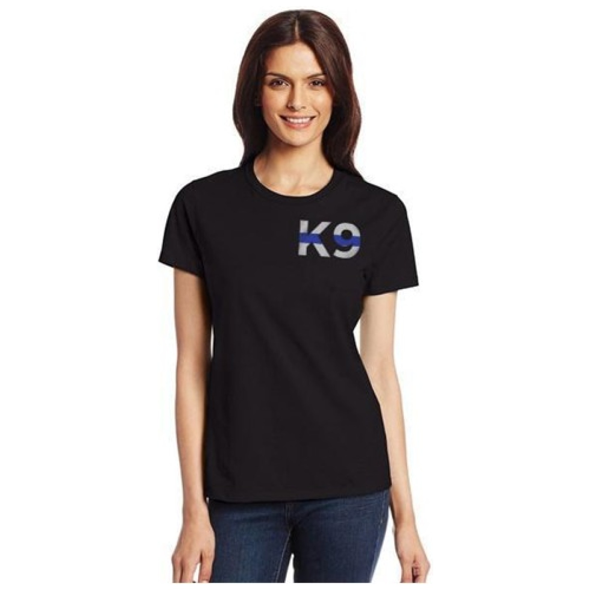 Tbl-women-k9-black-sm. Jpg - women's t-shirt - k9 thin blue line - tbl women k9 black sm