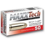 Maxxtech Brass Casefire Handgun Ammunition 9mm Luger 115 gr FMJ 50/ct