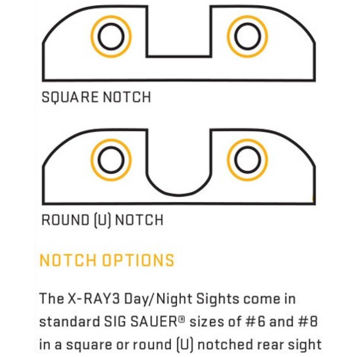 Sox10002_sq-vs-rd. Jpg - sig optics pistol sight xray 3 - tritium #6 front #8 rear rnd - sox10002 sq vs rd