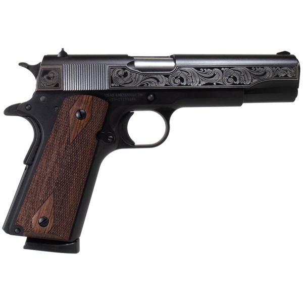 SDS Imports Tisas "Filigree Stainless Steel" 1911 A1 Service 45 Handgun .45 ACP 8rd Magazine 5" Barrel Black Cerakote