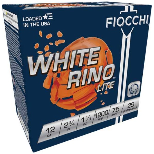 FIOCCHI WHITE RINO 12GA 2.75" - 1-1/8OZ #7.5 1200FPS 250RD CAS