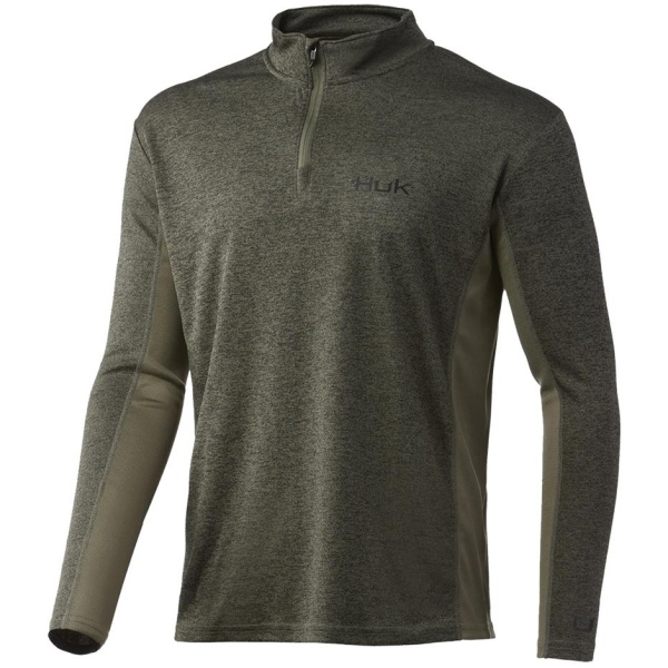 Huk Coldfront 1/4 Zip Long Sleeve Shirt Heather Moss S