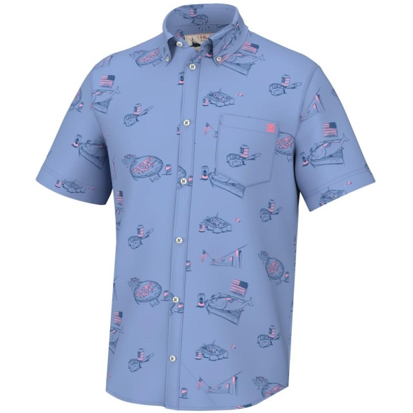 Huk Americookin Kona Short Sleeve Shirt Quiet Harbor XL
