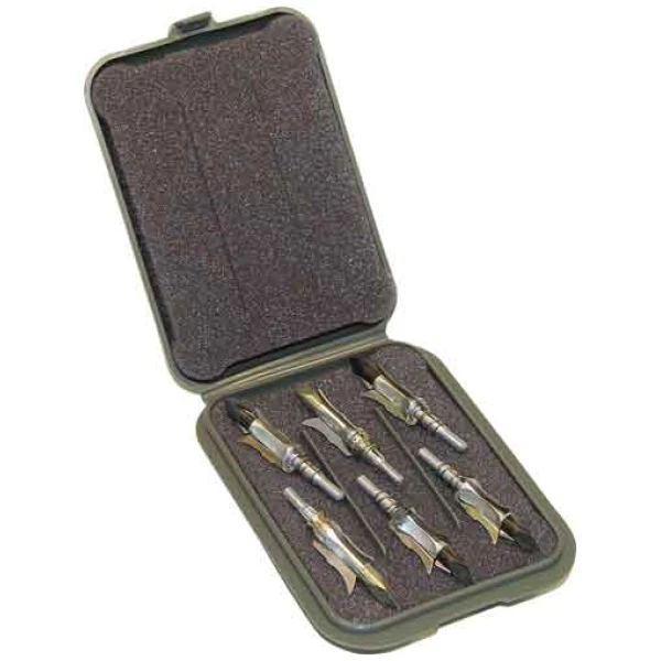 MTM MECHANICAL BROADHEAD CASE - HOLDS 6 BROADHEADS ARMY GREEN