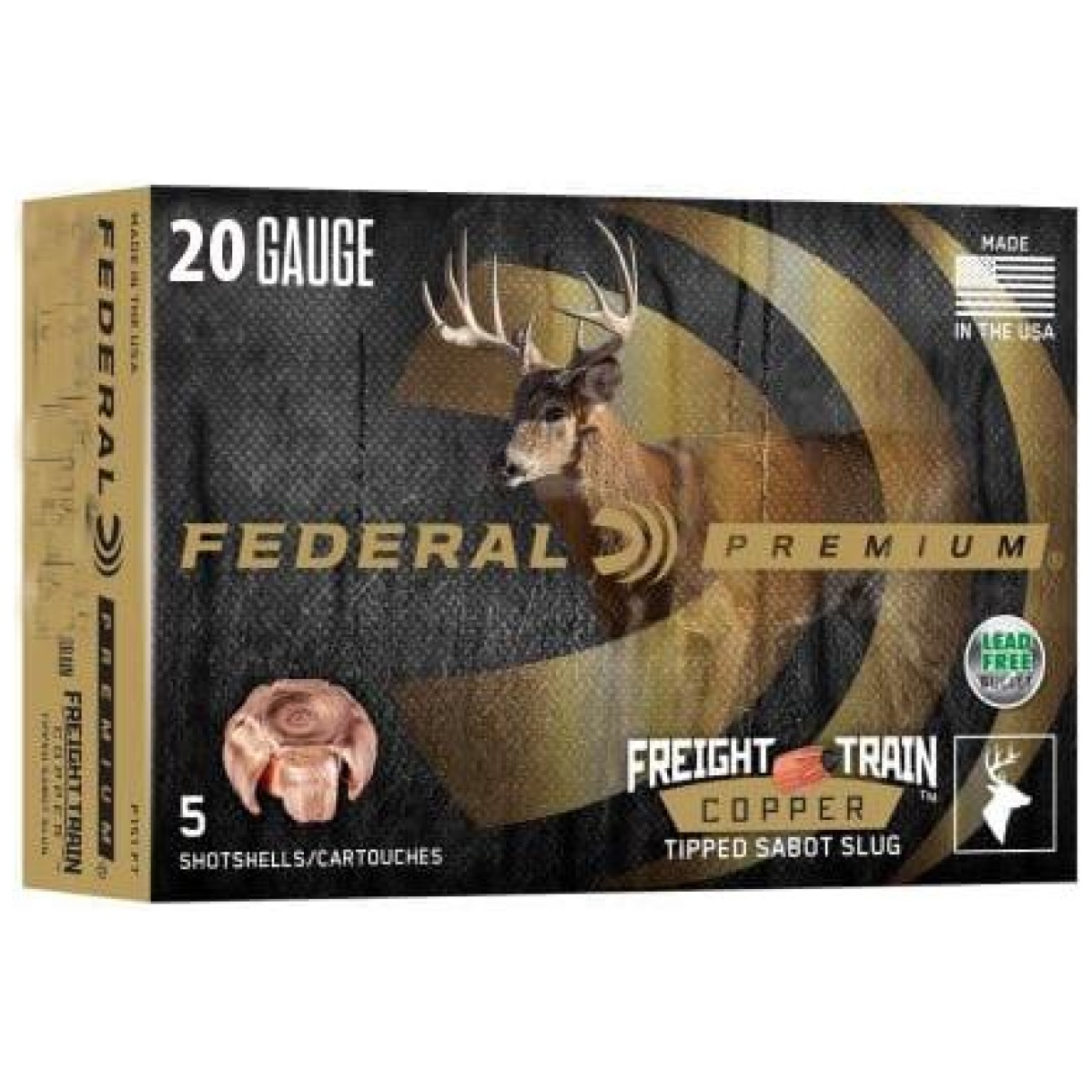 Fap151ft6. Jpg - federal premium freight train copper 20ga 3" 275gr slug 1900 fps 5/ct - fap151ft6