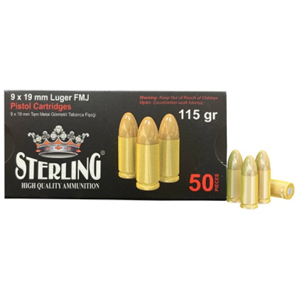 STERLING 9MM 115GR FMJ BRASS 50/1500