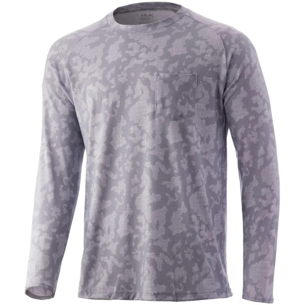 Huk Waypoint Running Lakes Long Sleeve Shirt Overcast Grey S