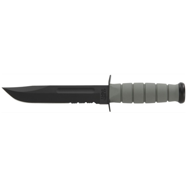 KA-BAR FIGHTING/UTILITY KNIFE - 7" SERR W/PLASTIC STH. F-GREEN