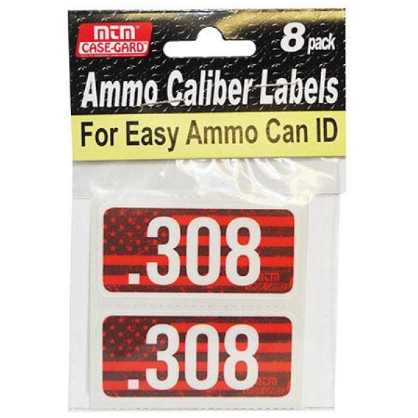 MTM Ammo Caliber Labels .308 Red 8/ct
