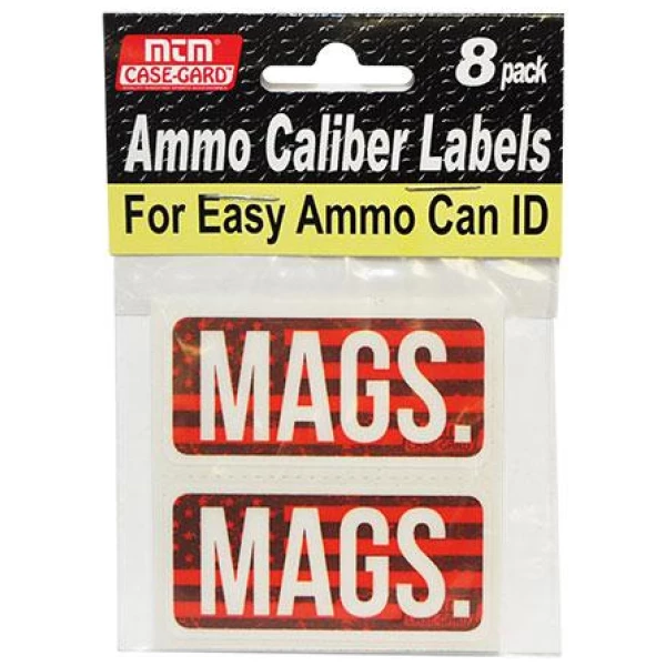 MTM Ammo Caliber Labels MAGS Red 8/ct