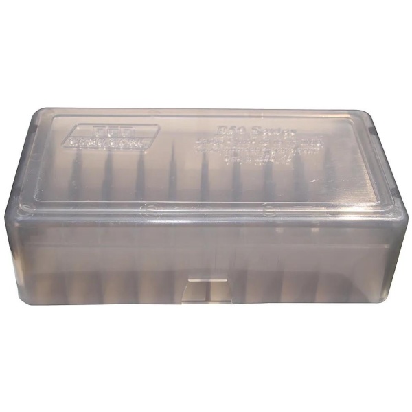 MTM .44/.45 Mag 50-Round Slip Top Handgun Ammo Box Clear Smoke