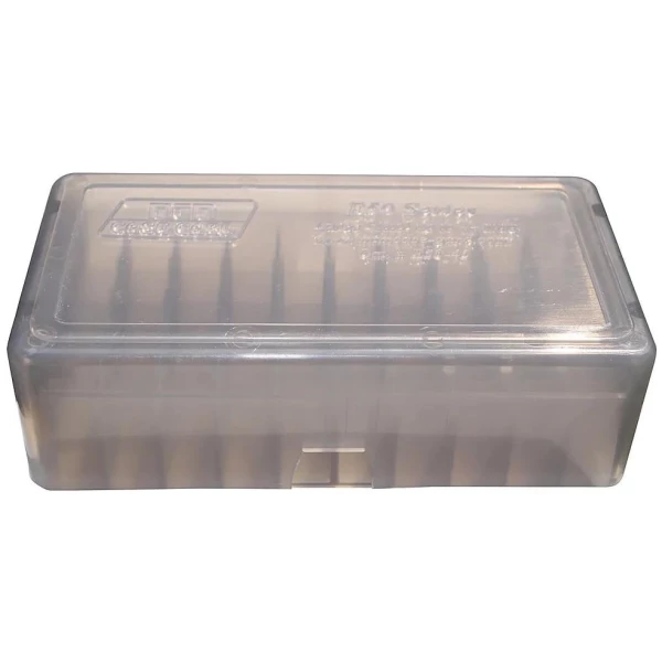 MTM .44/.45 Mag 50-Round Slip Top Handgun Ammo Box Clear Smoke