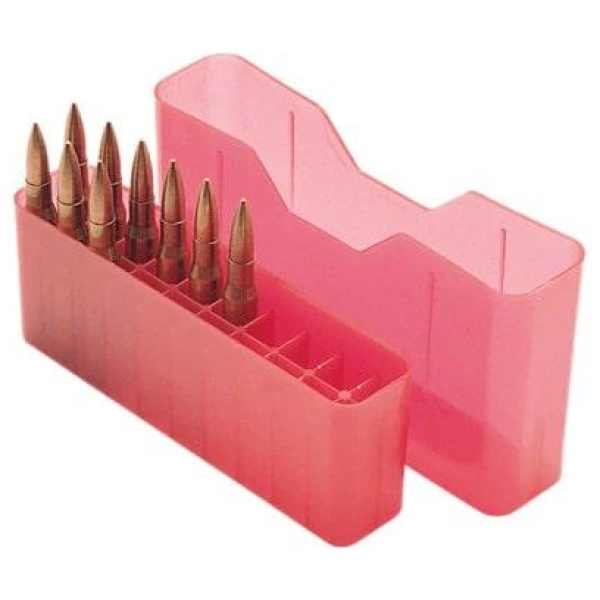 MTM J-20 Slip Top Ammo Box for WSM 45-70 to 30-30 20 Rounds Clear Red