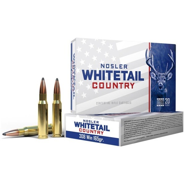 Nosler Whitetail Country Rifle Ammunition .308 Win 165gr SP 2800 fps 20/ct