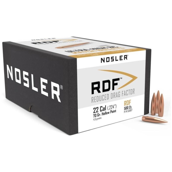 Nosler RDF Match Bullets .22 cal .224" 70 gr HPBT 500/ct
