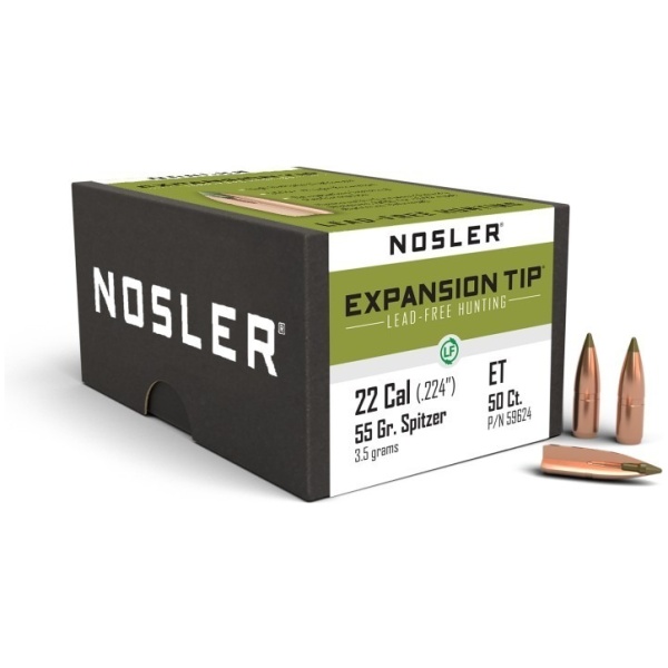 Nosler E-Tip Lead Free Rifle Bullets .22LR .224" 55gr SPTZ E-Tip 50/ct