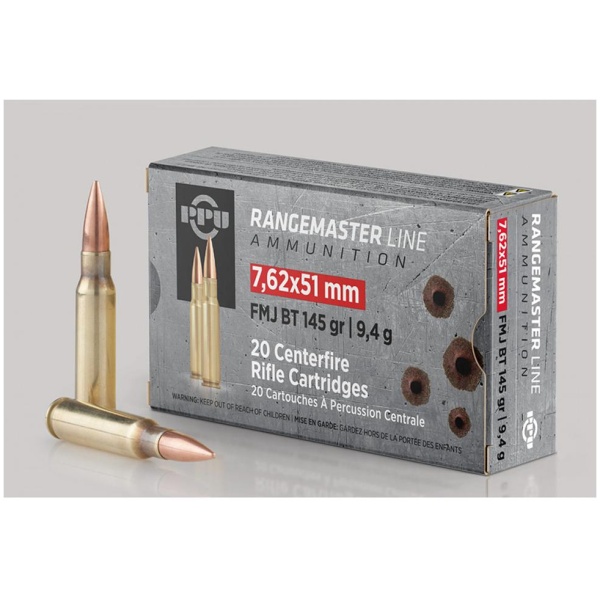PPU RangeMaster 7.62x51 145gr FMJBT 2835 fps 20/ct