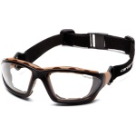 Pyramex Carhartt Carthage Shooting Glasses Black and Tan with Clear Anti-Fog Lens