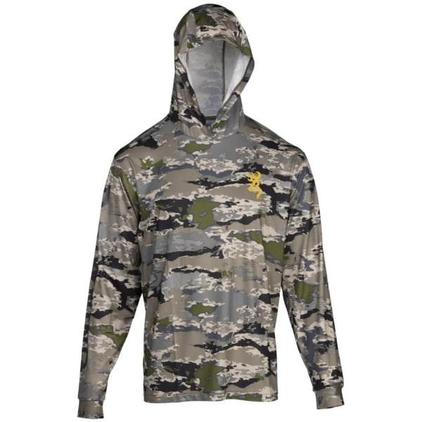 Browning Hooded Long Sleeve Tech Shirt Ovix Camo S