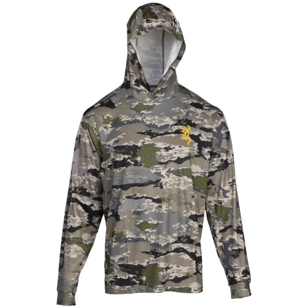 Browning Hooded Long Sleeve Tech Shirt Ovix Camo S